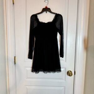 Art Class Girls Black Long-Sleeve Lace Fit-and-Flare Dress